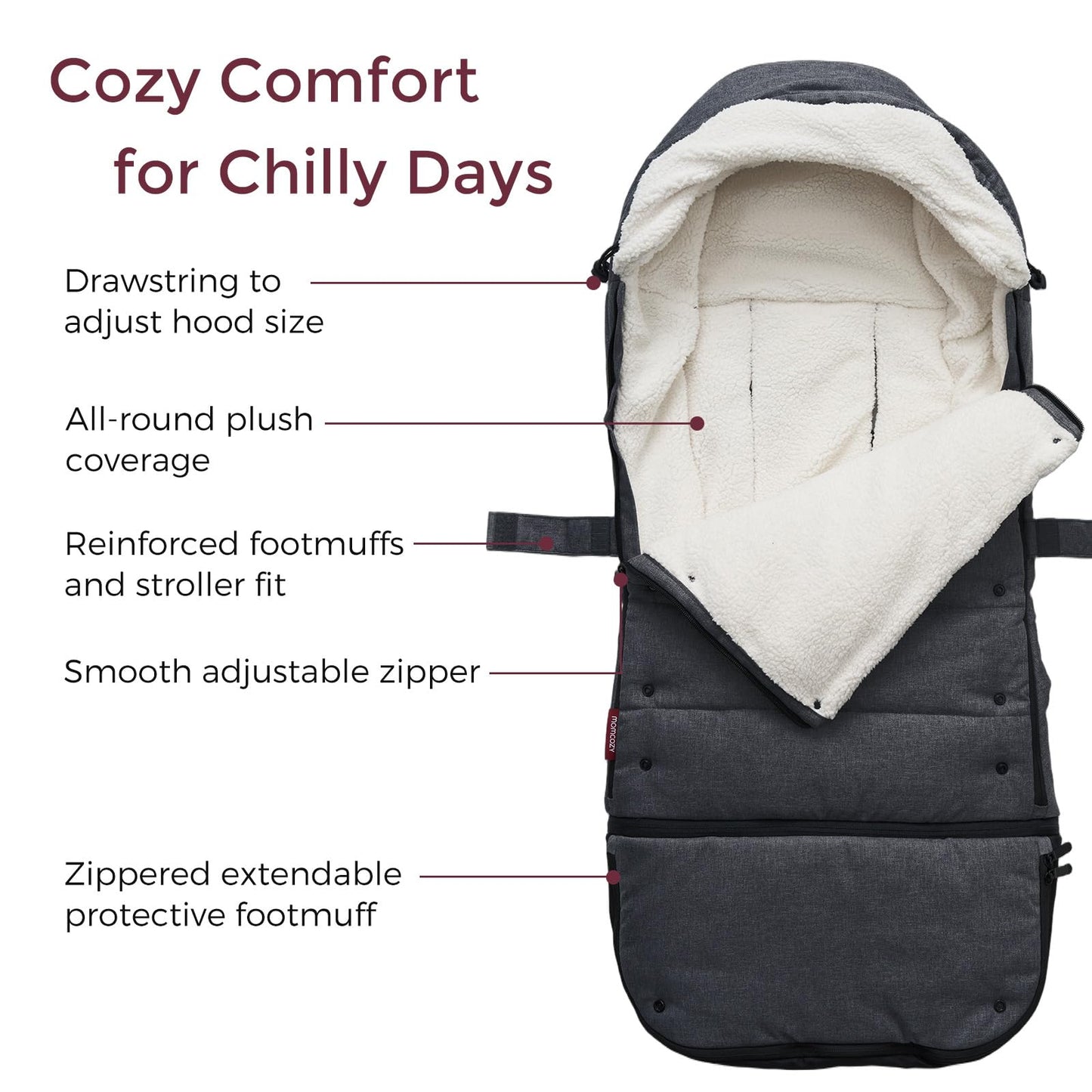 Momcozy Stroller Footmuff Universal | Easily Attaches To Most Strollers | Ultra-Plush,Weather-Proof | Deluxe Warm Stroller Bunti