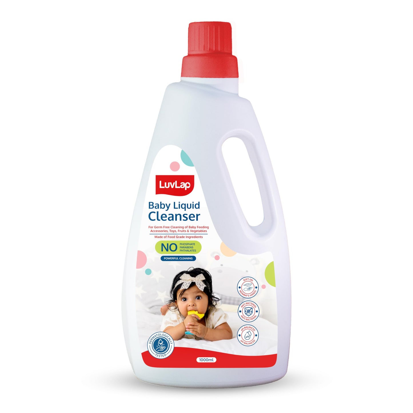 Luvlap Baby Liquid Cleanser 1000Ml, For Cleaning Feeding Bottle, Cutlery, Toys, Fruits & Vegetables, Kills 99.9% Germs, Ph Balan