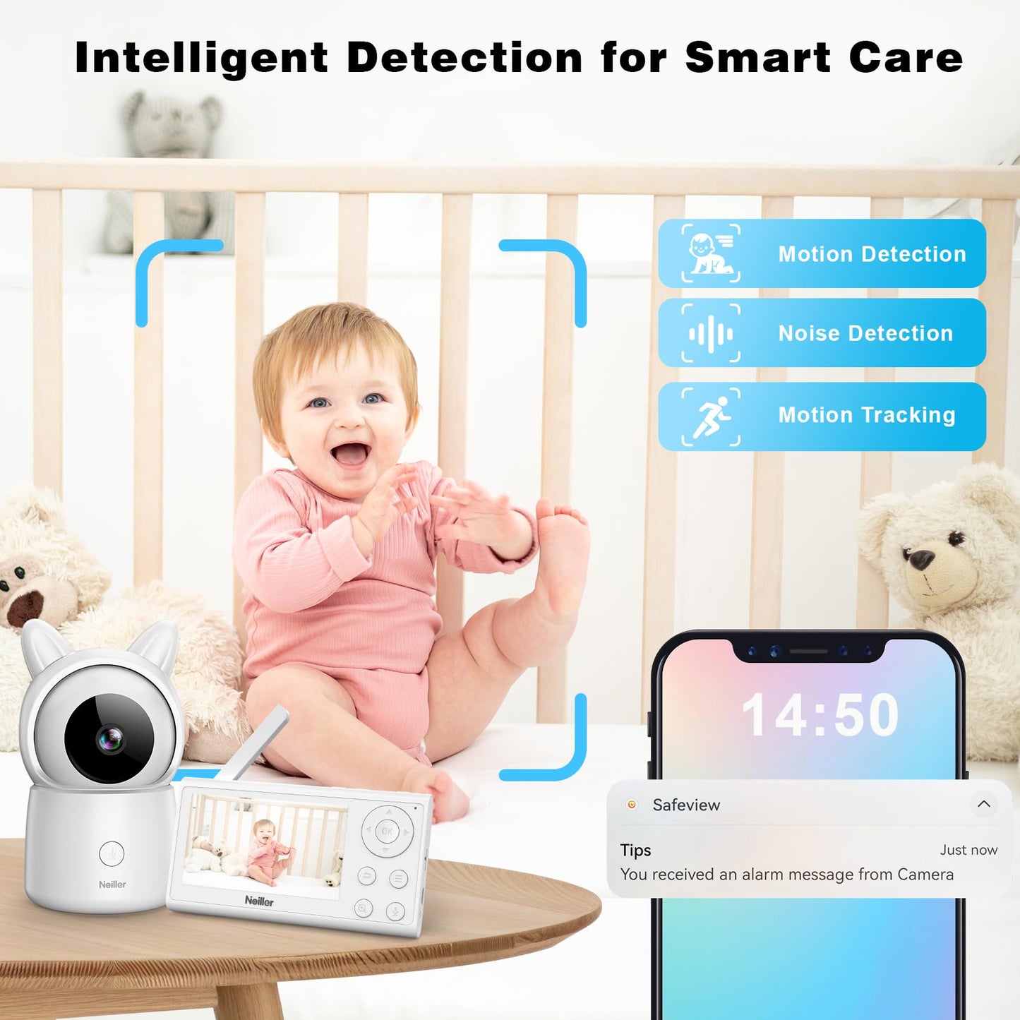 Baby Monitor, 4.3' Video Baby Monitor With 1080P Camera, Smart 2.4G Wifi Audio Monitor With Remote Ptz, Night Vision, 2-Way Tal