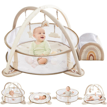 Beright 5-In-1 Baby Gym & Play Mat,Play Gym & Ball Pit With Sensory Toys For Newborn Infant Toddler To Develop Motor&Cognition,
