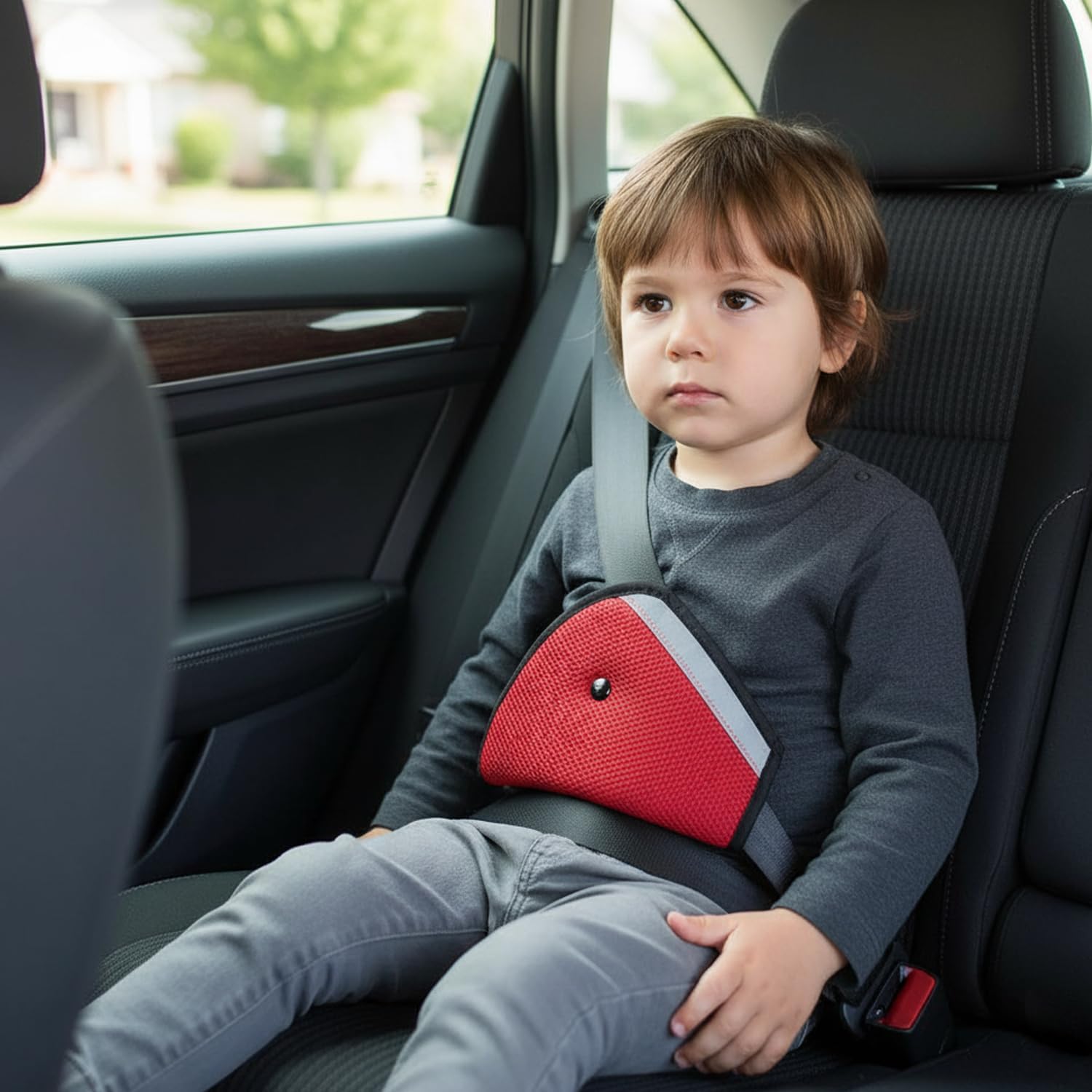 SafeOKid (Pack Of 2) Car Safety Seat Belt Holder  Secure Seat Belt Keeper For Car Seat, Prevents Strap Twisting, Protects Nec