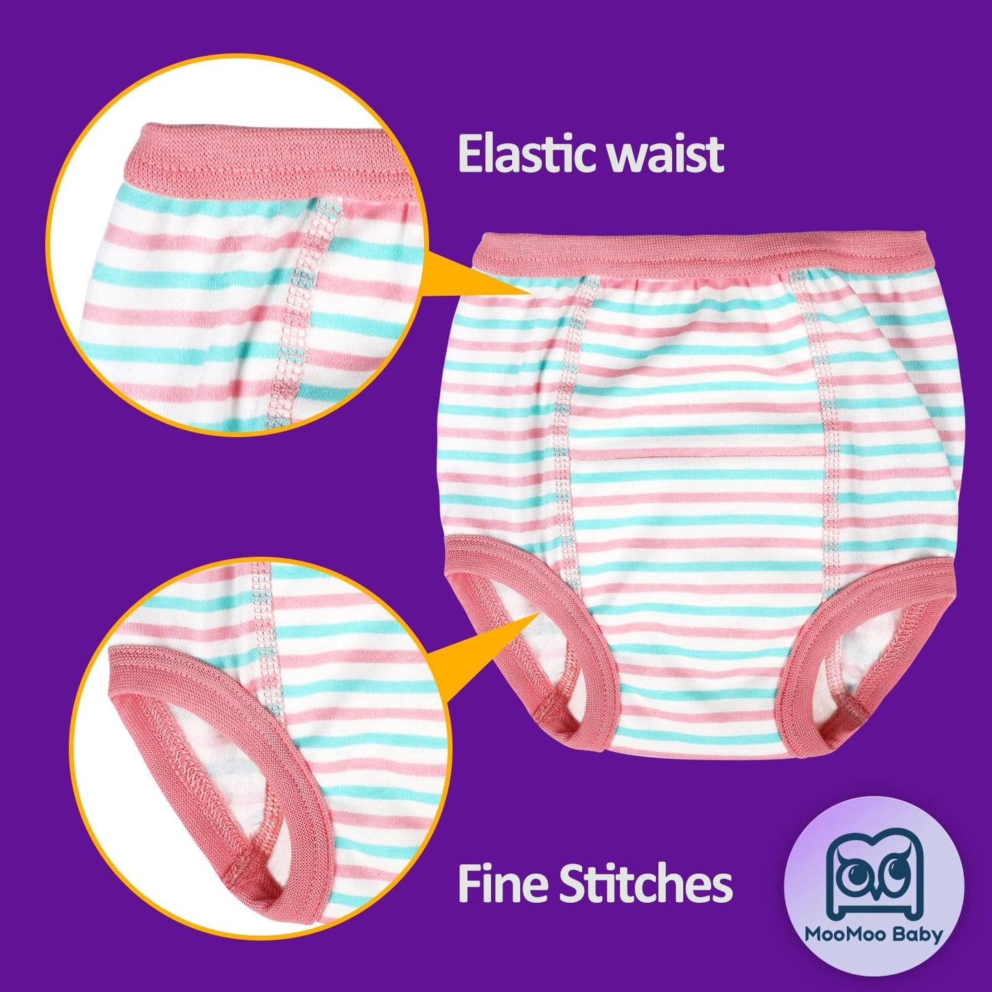 Moomoo Baby Cotton Training Pants Strong Absorbent Toddler Potty Training Underwear For Baby Girl 3T