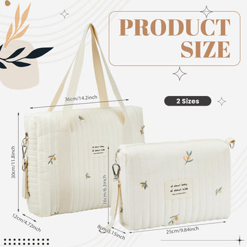 Paterr 2 Pcs Diaper Bag Tote For Women Multifunction Multisize Maternity Bag Quilted Cotton Cute Diaper Bag(Olive Flower)