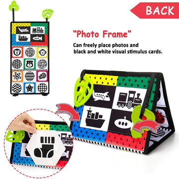 teytoy Tummy Time Baby Mirror Toys with Teethers, Double Black and White High Contrast Baby Toys 0-6 Months, Foldable Floor Sens