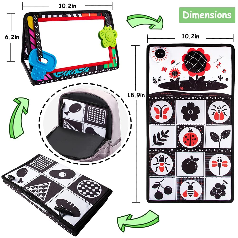 teytoy Tummy Time Mirror Infant Toys Newborn Toys 0-3 Months Brain Developmental Baby Mirror Tummy Time Toys Black and White Hig
