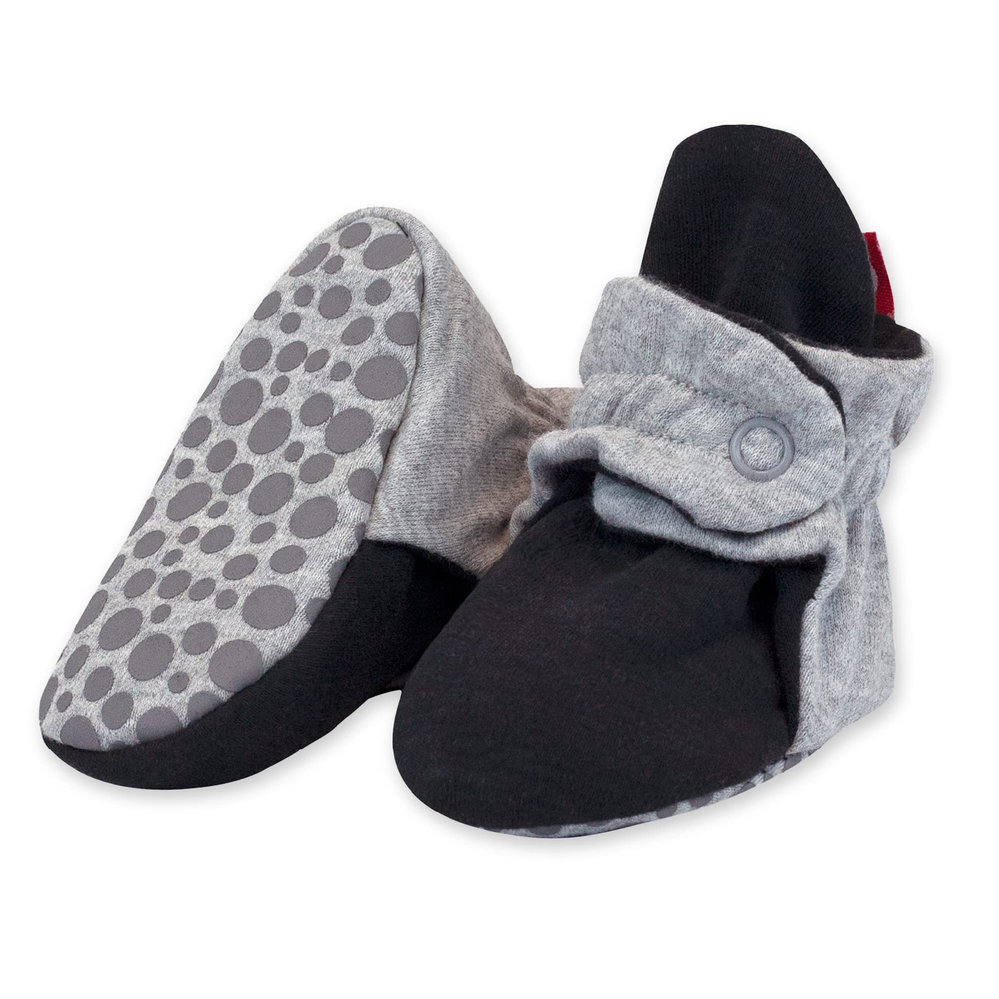Zutano Unisex Organic Cotton Baby Booties With Gripper Soles, Gray Heather/Black, 12M