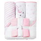 Viviland Baby Towels and Wash Cloths Set - Hooded Towels, Face Towels, Burp Cloths or Wipes - Absorbent Bath Towels - 6-Pack, Si
