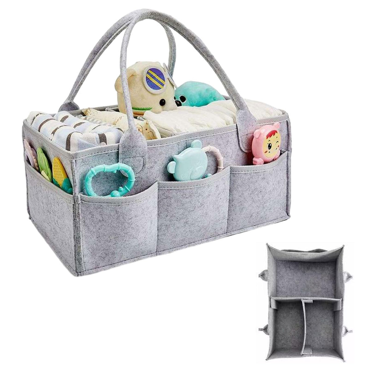 Baby Diaper Caddy Organizer, Organizes Diapers and Baby Supplies, Nappy Caddy Essentials for Newborn, Great Baby Shower Gifts fo