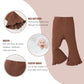 Sobowo Toddler Baby Girl Flare Pants 3 Pack Solid Ribbed Ruffle Bell Bottoms Pants Fall Outfits(Black/Caramel/Gray, 12-18 Months
