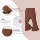 Sobowo Toddler Baby Girl Flare Pants 3 Pack Solid Ribbed Ruffle Bell Bottoms Pants Fall Outfits(Black/Caramel/Gray, 6-9 Months)
