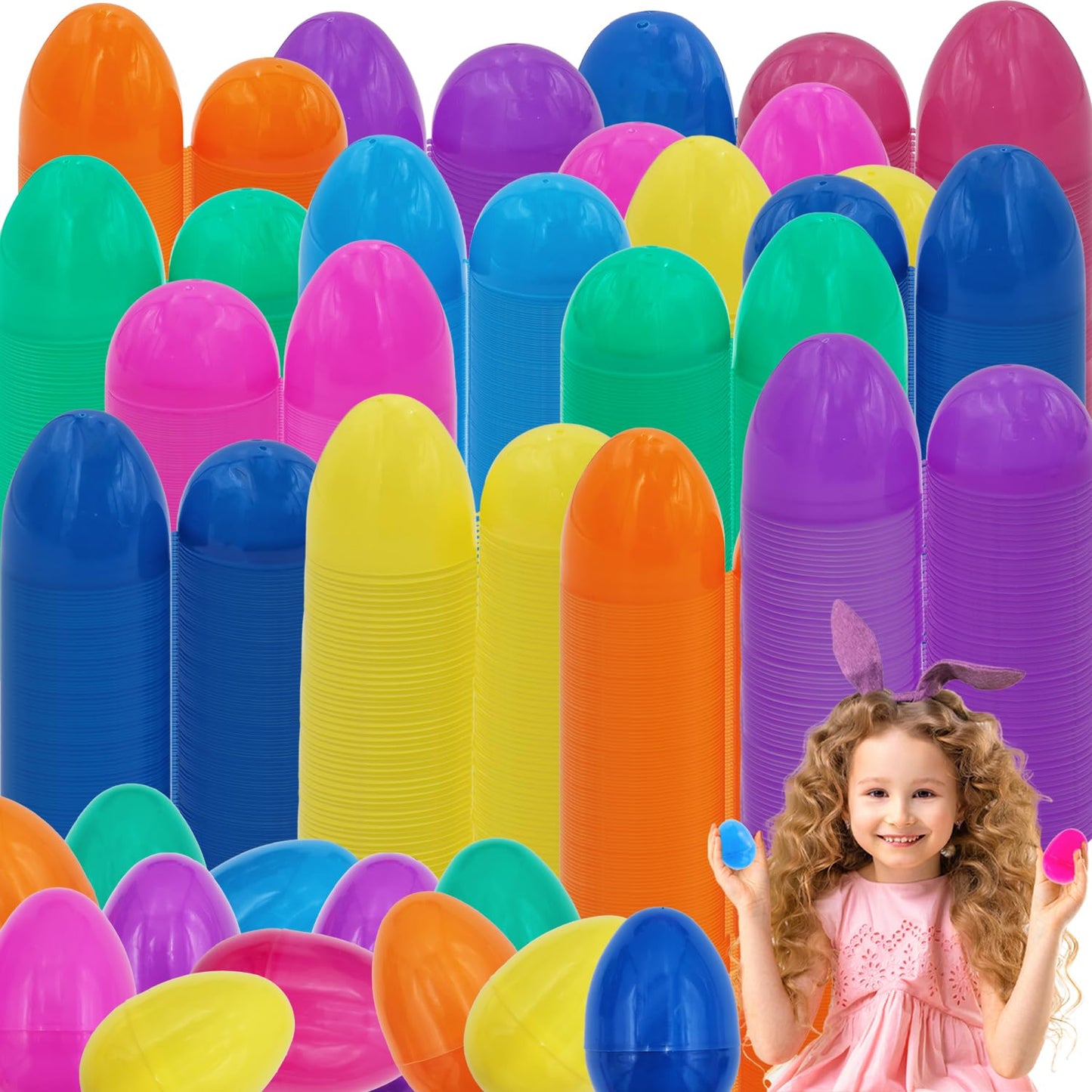 The Dreidel Company Fillable Easter Eggs with Hinge Bulk Colorful Bright Plastic Easter Eggs, Perfect for Easter Egg Hunt, Supri