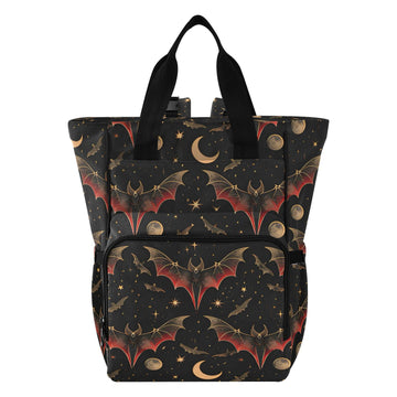 senya Diaper Bag Backpack, Bat Crescent Star Multifunction Travel Bag for Moms Dads