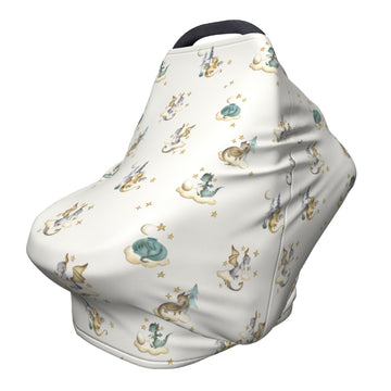 Cute Dragon Car Seat Covers Baby Multi-Use Car Seat Canopy Carrier Cover, Breathable Breastfeeding Cover Boys & Girls