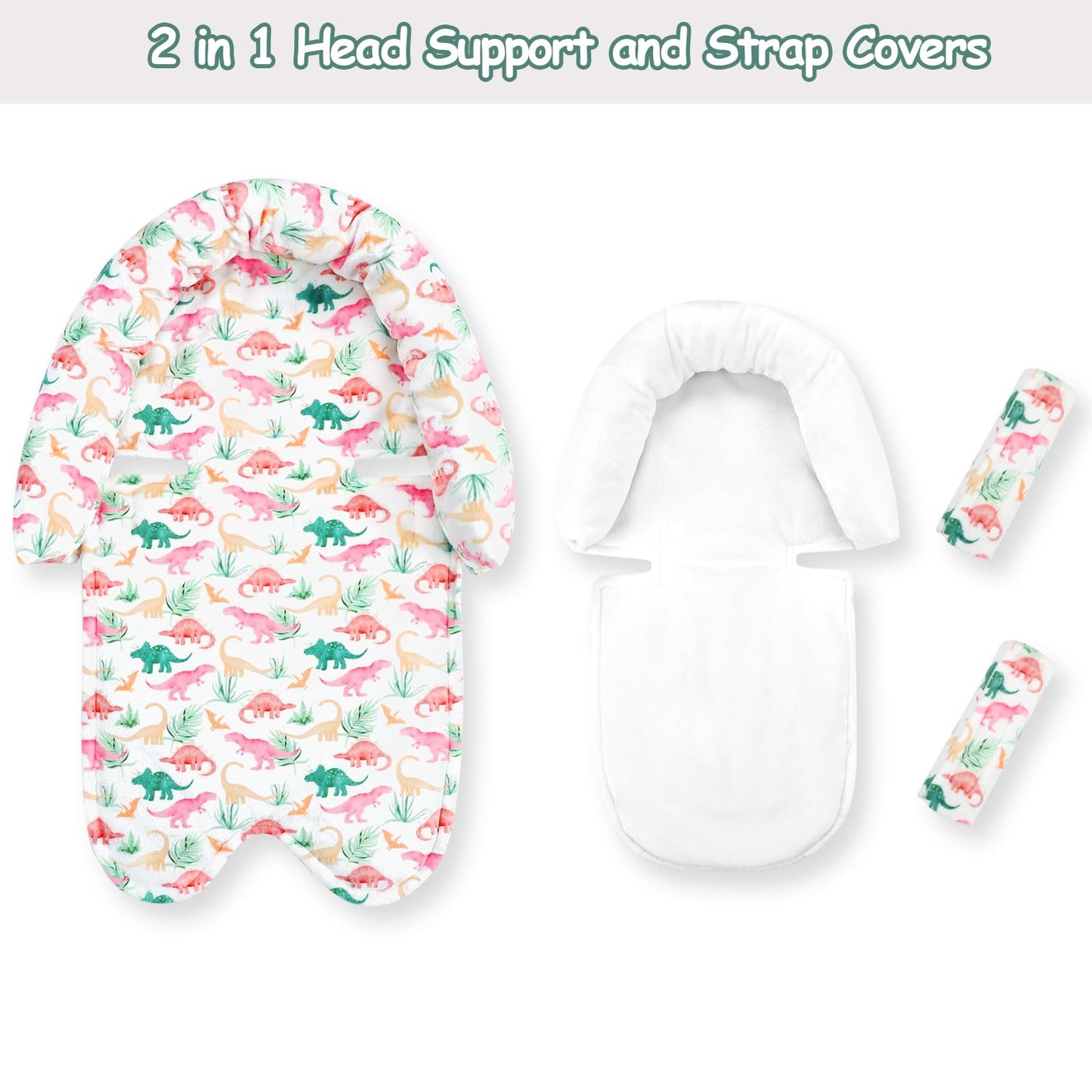 Swesen Baby Car Seat Head Support, Super Soft 2 In 1 Infant Car Seat Insert, Reversible Newborn Car Seat Insert Cushion With Str