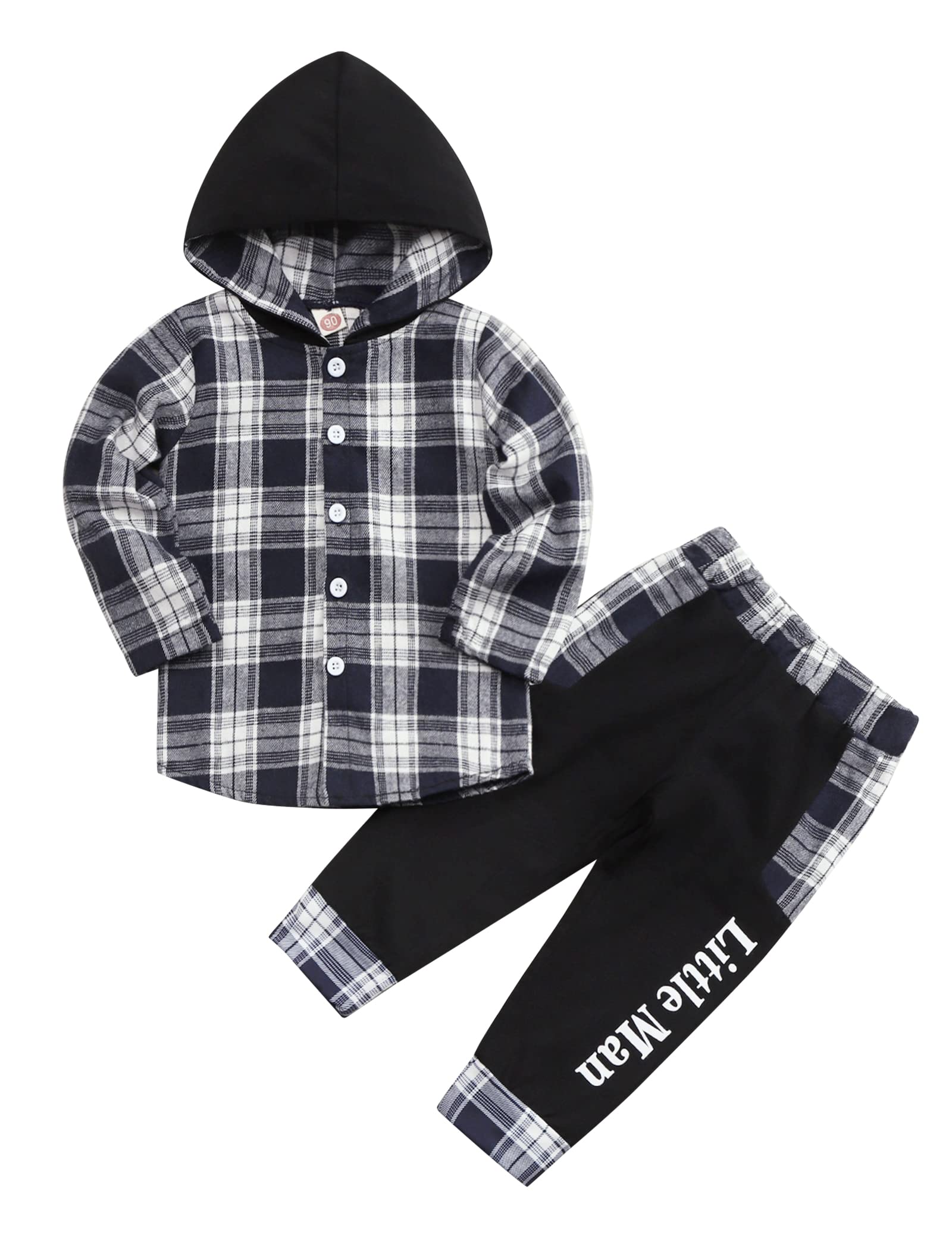 Axumity Toddler Boy Clothes Hoodie Sweatsuit Outfits Kids Flannel Plaid Shirt To WBBAPB0B5MLLXN6