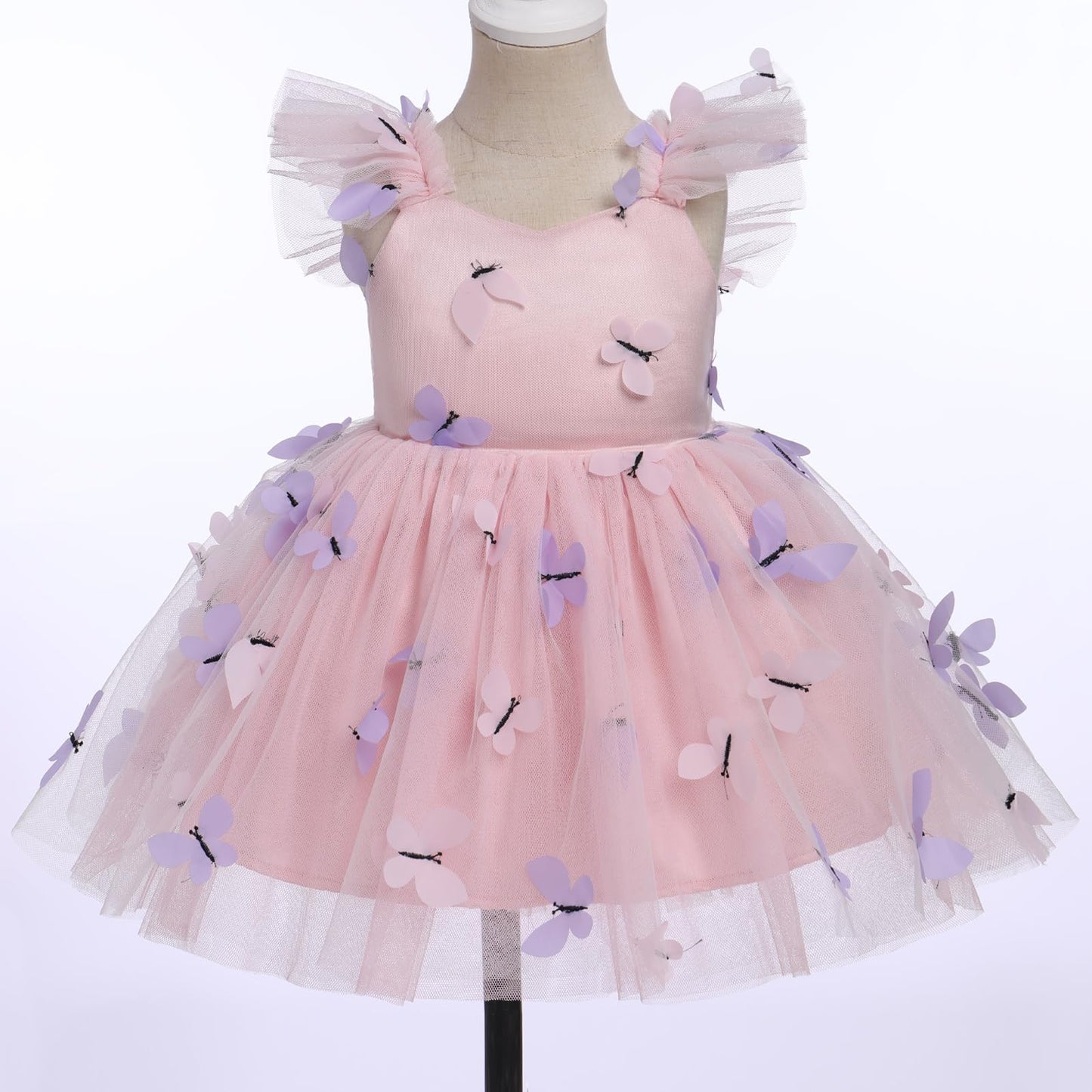 Idopip Baby Girls Butterfly Tutu Dress Summer Sleeveless Backless Princess Birthday Party Dresses Toddler Girl First Communion P