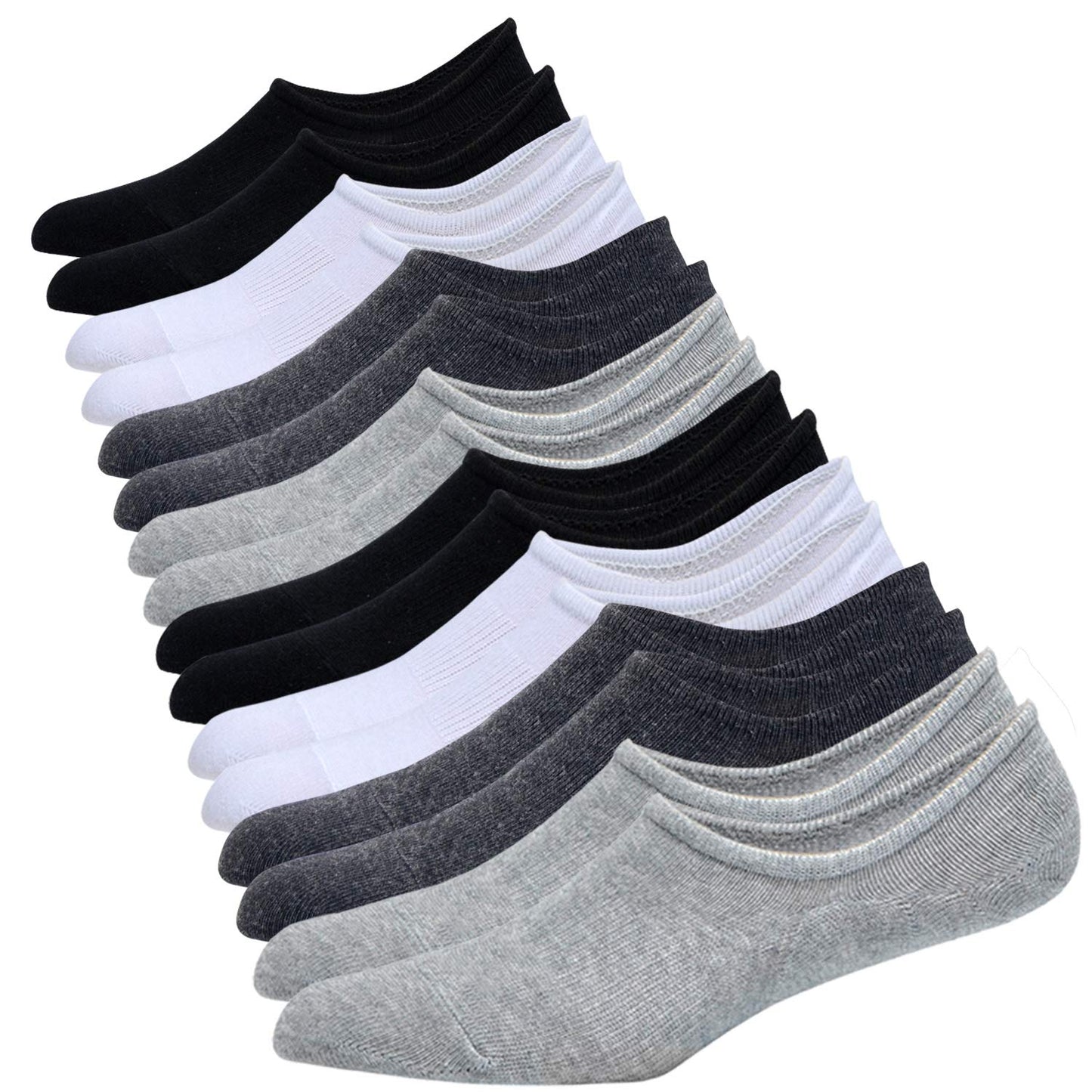 Jormatt 8 Pairs Men No Show Low Cut Socks Non Slip Athletic Sneaker Socks Comfort 100% Cotton Invisible Casual Invisible Socks F