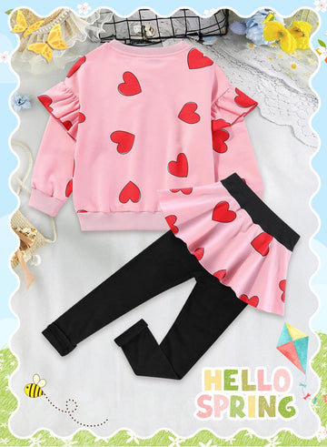 Adorable Cute Toddler Baby Girls Clothes Set,Long Sleeve T-Shirt +Pants Outfit(Pink,140,1241B)