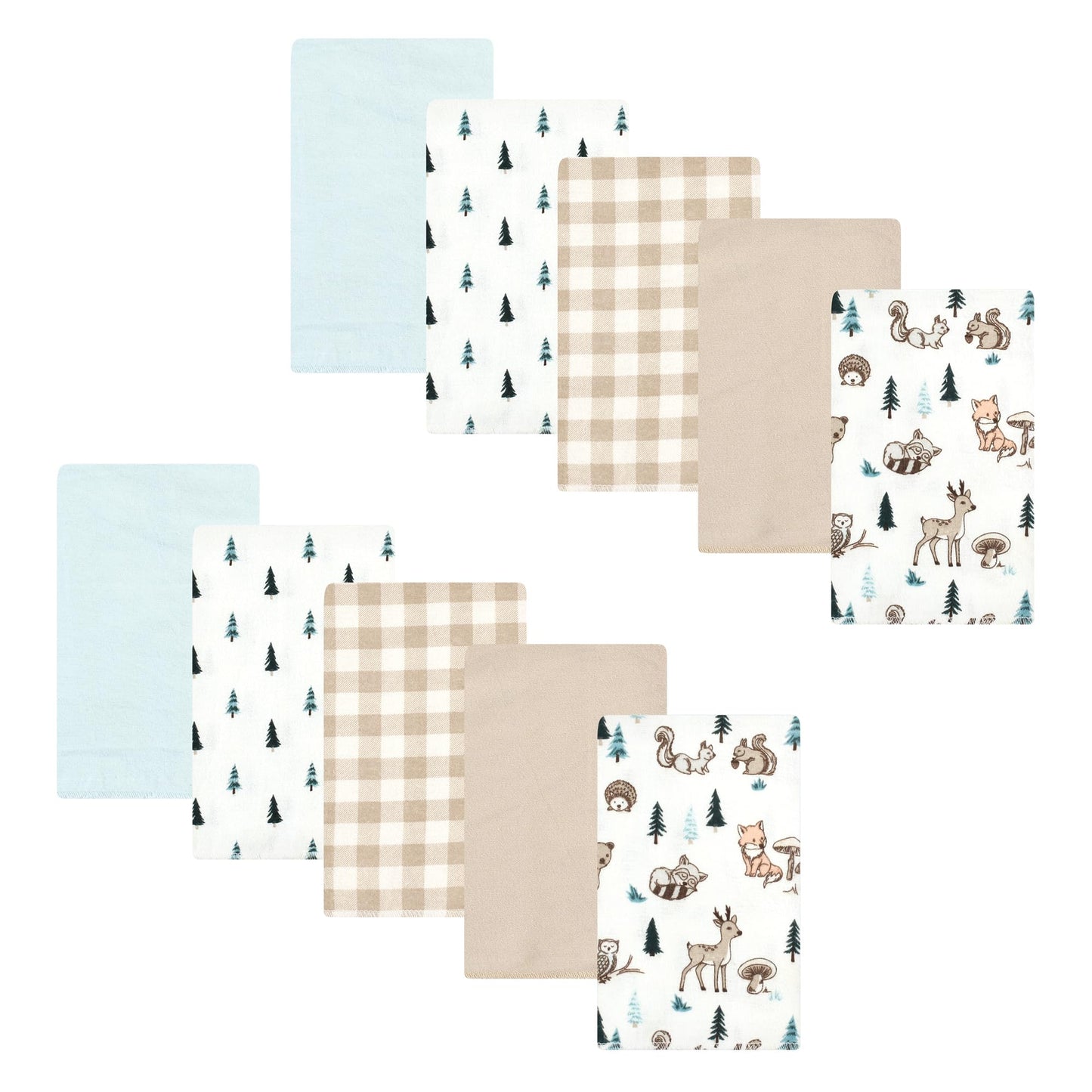 Hudson Baby Unisex Baby Cotton Flannel Burp Cloths, Boy Woodland Pals 10-Pack, One Size