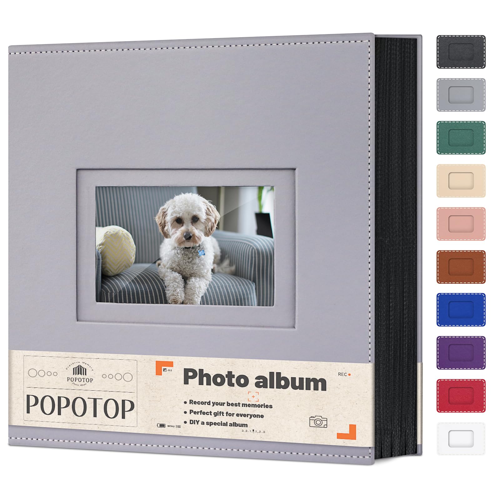 Popotop Photo Album 4X6 800 Pockets With Leather Hardcover Cover, Large Photo Album Binder Book With 80Pcs Pages For Family Trav