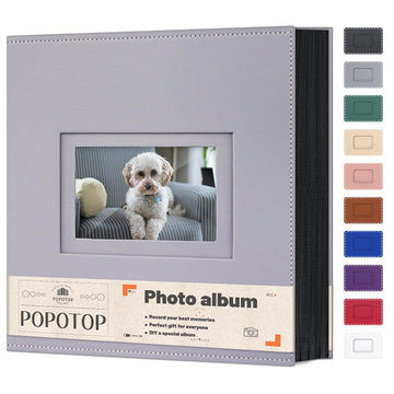 Popotop Photo Album 4X6 800 Pockets With Leather Hardcover Cover, Large Photo Album Binder Book With 80Pcs Pages For Family Trav
