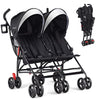 BABY JOY Double Umbrella Stroller, Lightweight Travel Side by Side Twin Stroller with Large Storage, Cup Holder, 5-Point Safety 