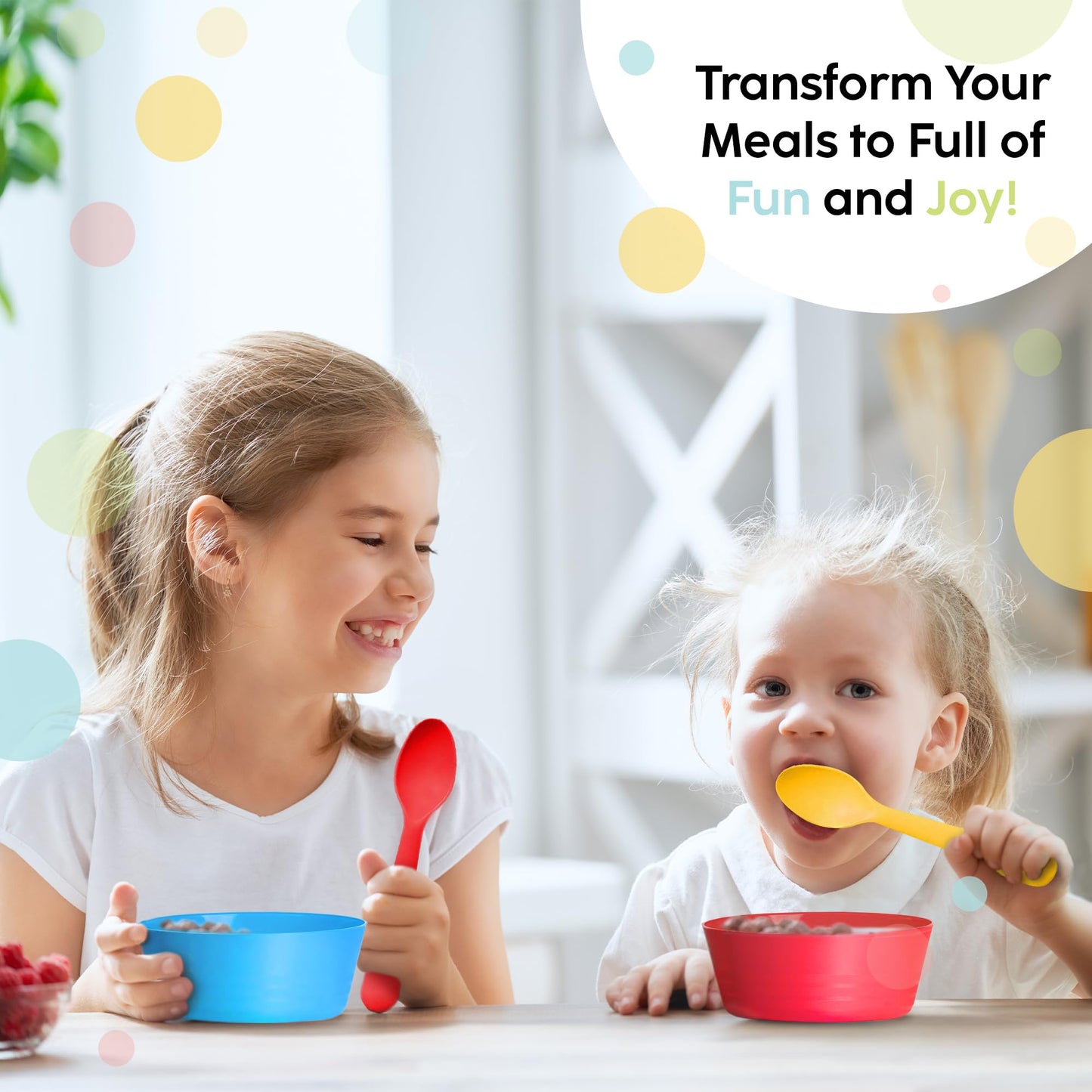 Plaskidy Plastic Toddler Bowls Set Of 6 Kids Bowls 10 Oz - Toddlers Cereal Bowls Microwave Dishwasher Safe Bpa Free Brightly Col