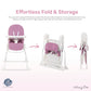 Dream On Me Snack and Stow Baby High Chair in Mauve - Easy to Fold and Store, Portable Travel Chair With Removable and Three Pos