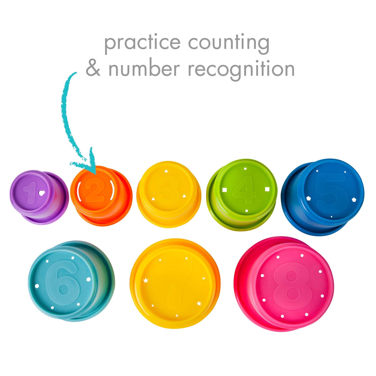 The First Years Stack & Count Stacking Cups - Colorful Baby Stacking Water Toys Set - Stackable Cups for Learning - Baby Bath To