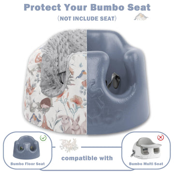 Caruili Minky Seat Cover For Bumbo, Ultra Soft Comfortable, Removable Baby Floor Seat For Boys & Girls, Gray Animal