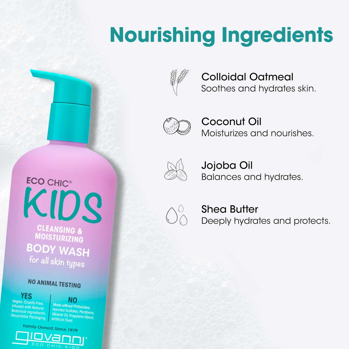 Giovanni Eco Chic Kids Cleansing & Moisturizing Body Wash - Kids Body Wash, Kids Body Wash Sensitive Skin, Kids Soap And Body Wa