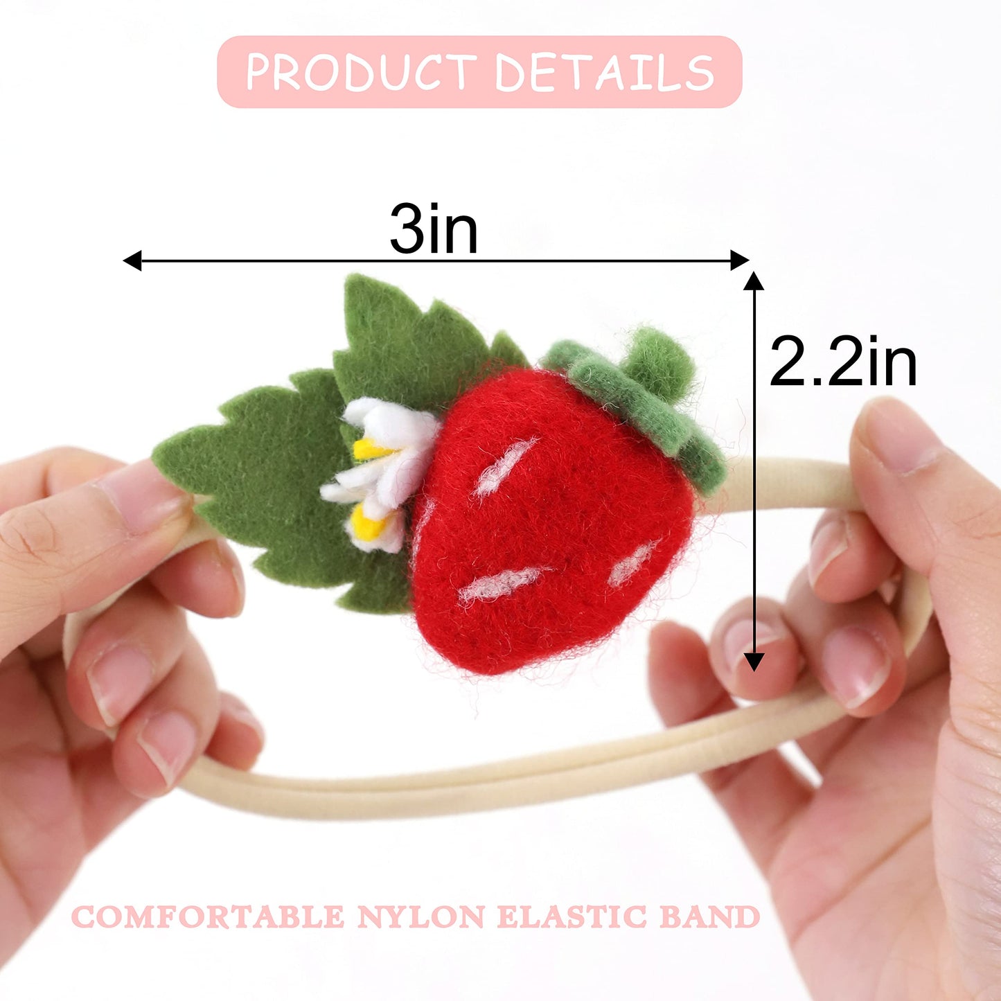 Agkvw Strawberry Hairband - Felt Strawberry Headband For Baby Girls, 1St Birthday Decorations, Baby Headband For New Born Shooti