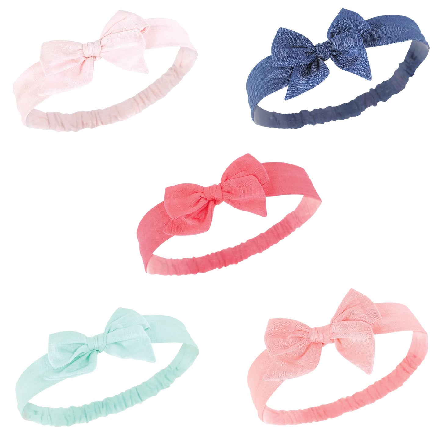 Hudson Baby Girls Infant Cotton And Synthetic Headbands, Multicolor Bow, 0-24 Months, Multicolor Bow, 1 Count Pack Of 5 Us
