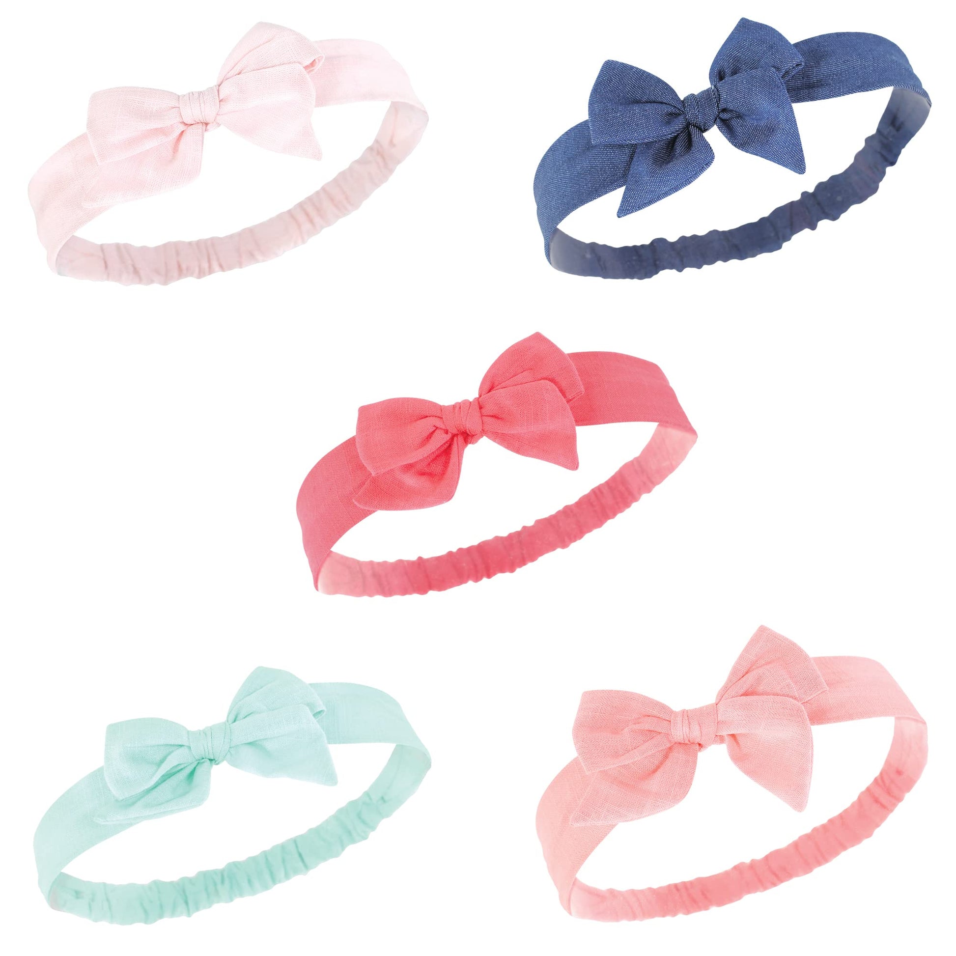 Hudson Baby Girls Infant Cotton And Synthetic Headbands, Multicolor Bow, 0-24 Months, Multicolor Bow, 1 Count Pack Of 5 Us