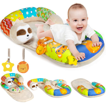 Urmywo Tummy Time Mat - 4 In 1 Cozy Tummy Time & Seated Support Pillow, Sitting Support For Newborn 0-12 Months, Infant Baby Sit