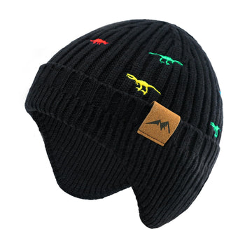 Poximi Baby Boy Winter Hat Toddler Warm Beanie Girl Knit Hats With Earflap Kid Cute Earmuffs (D-Black, 0-6Months)