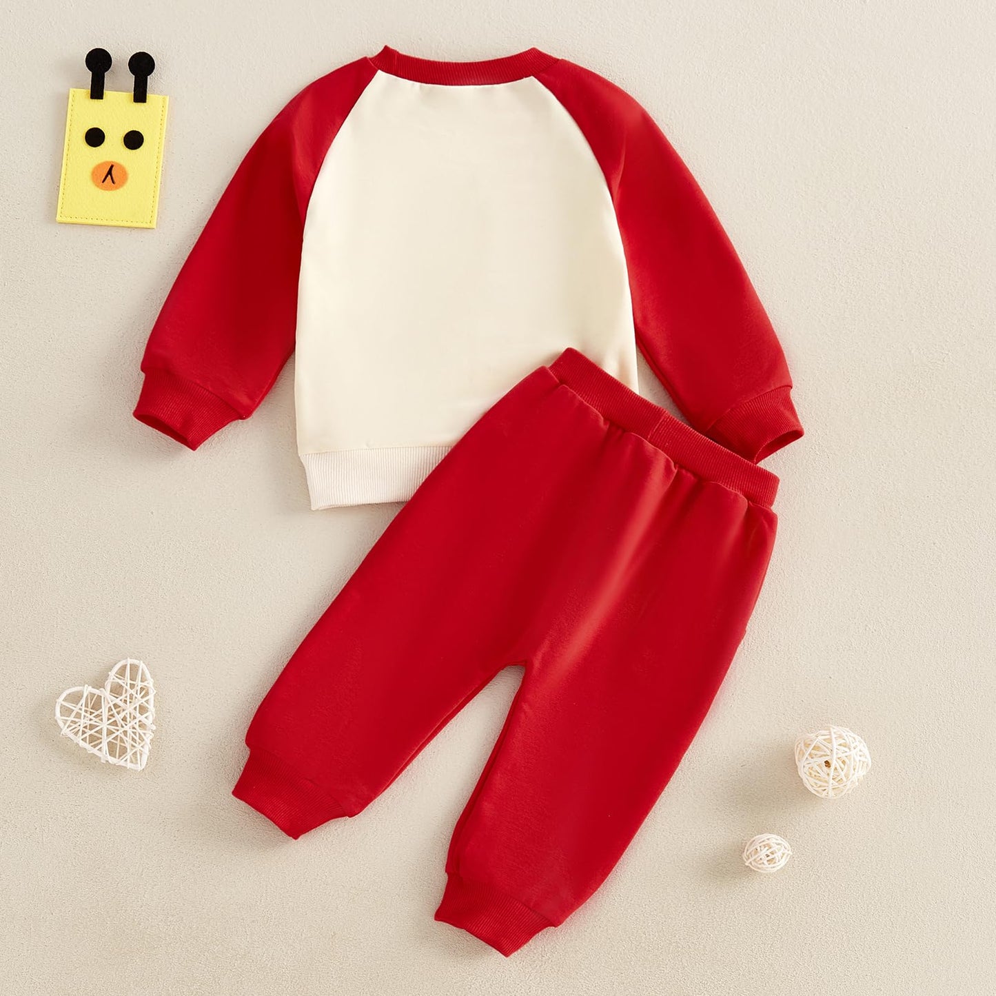 Baby Boy Fall Clothes Set Long Sleeve Letter Print Sweatshirt Pants Valentines Day Outfits 6 12 18 24 Months 2T (Apricot, 2-3 Ye
