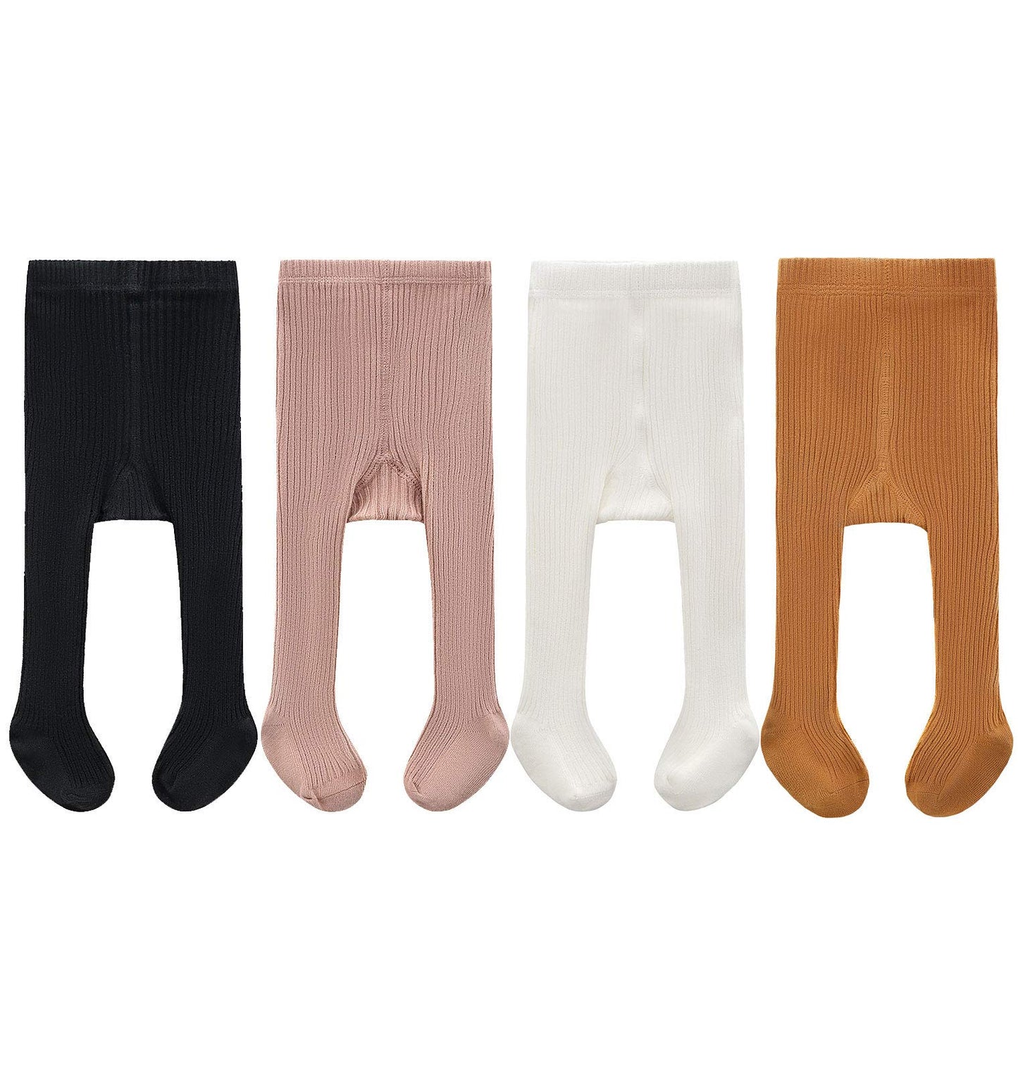 Cecorc Baby Girl Leggings, Knitted Tights For Infants 3-12 Months, 4 Pack (Black, White, Pink, Ginger)