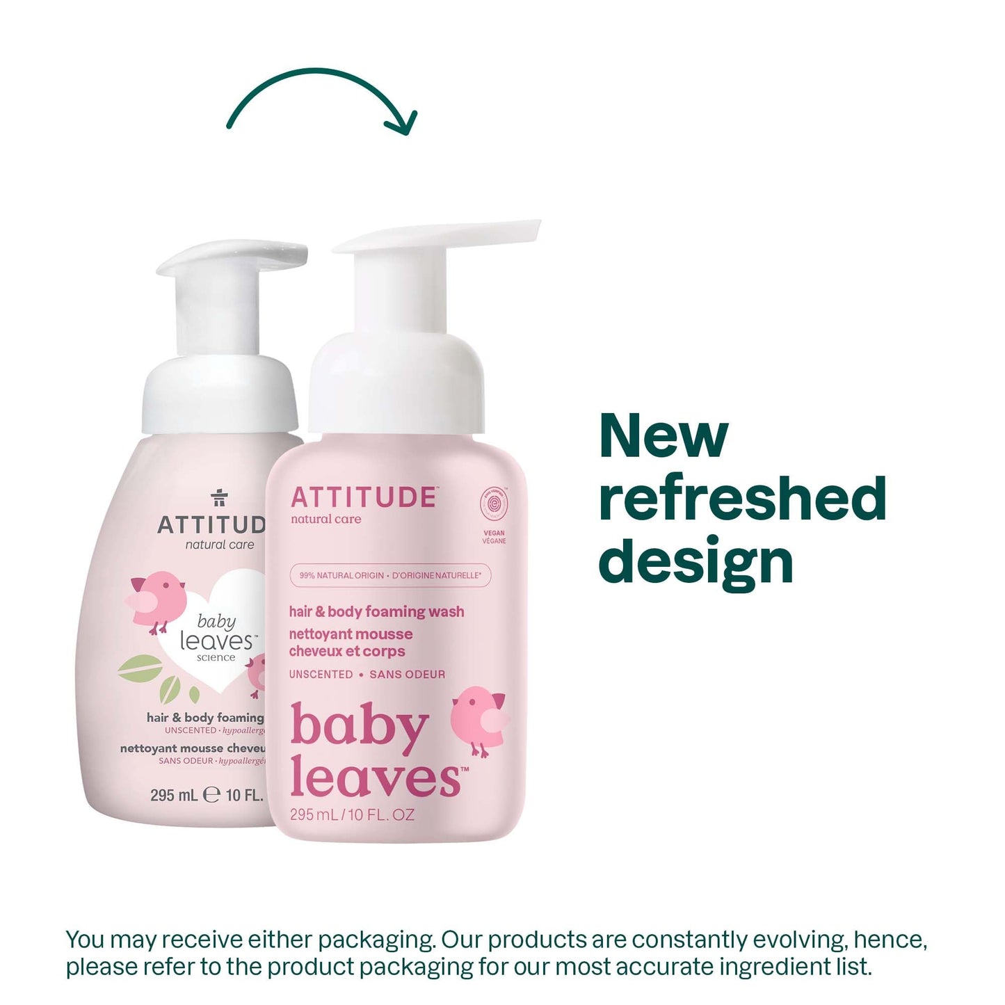Attitude Hair And Body Foaming Wash For Baby, Ewg Verified, Dermatologically Tested, Vegan, Unscented, 10 Fl Oz