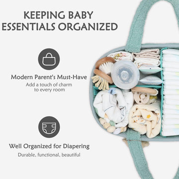 Clymene Baby Diaper Caddy Organizer, Nursery Storage Basket For Diapers And Wipes - Newborn Changing Table Essentials, Baby Gift