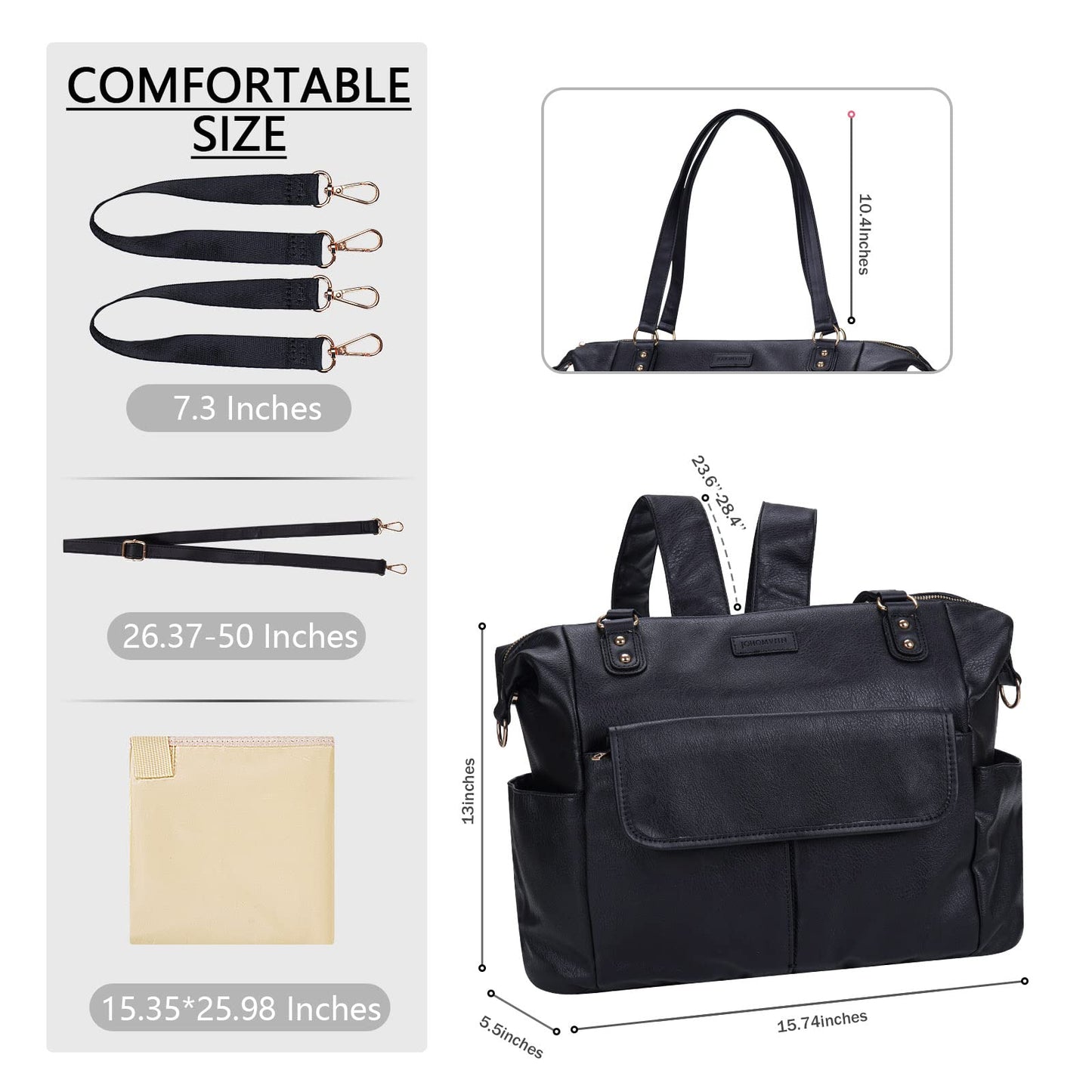 Johomviin Diaper Bag Tote Fashion Leather Diaper Bag Backpack With 13 Pockets For Mom Dad, Large Travel Baby Bag Purse For Boys