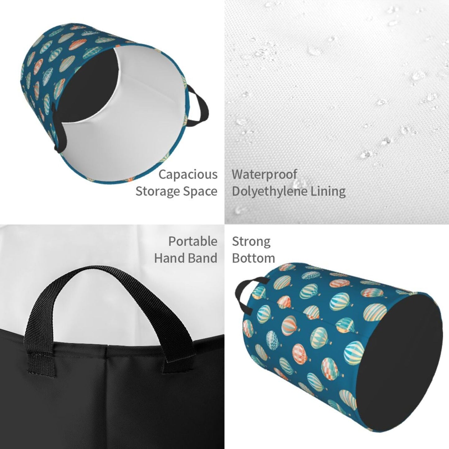 Gbuzozie Cute Hot Air Balloons Round Laundry Hamper Storage Basket Toys Clothes Organizer Bin For Home Bathroom Bedroom Dorm Nur