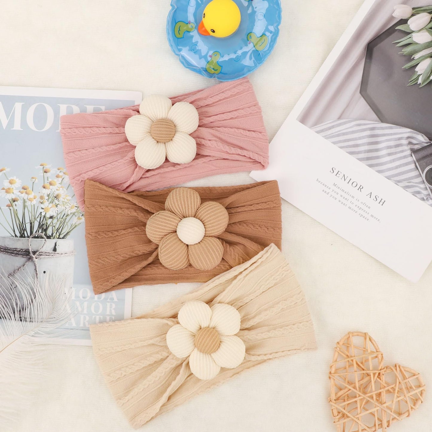 Aqokka Baby Flower Headbands Nylon Baby Girl Headbands Handmade Hairbands Hair Accessories For Newborn Infant Toddler Baby Essen