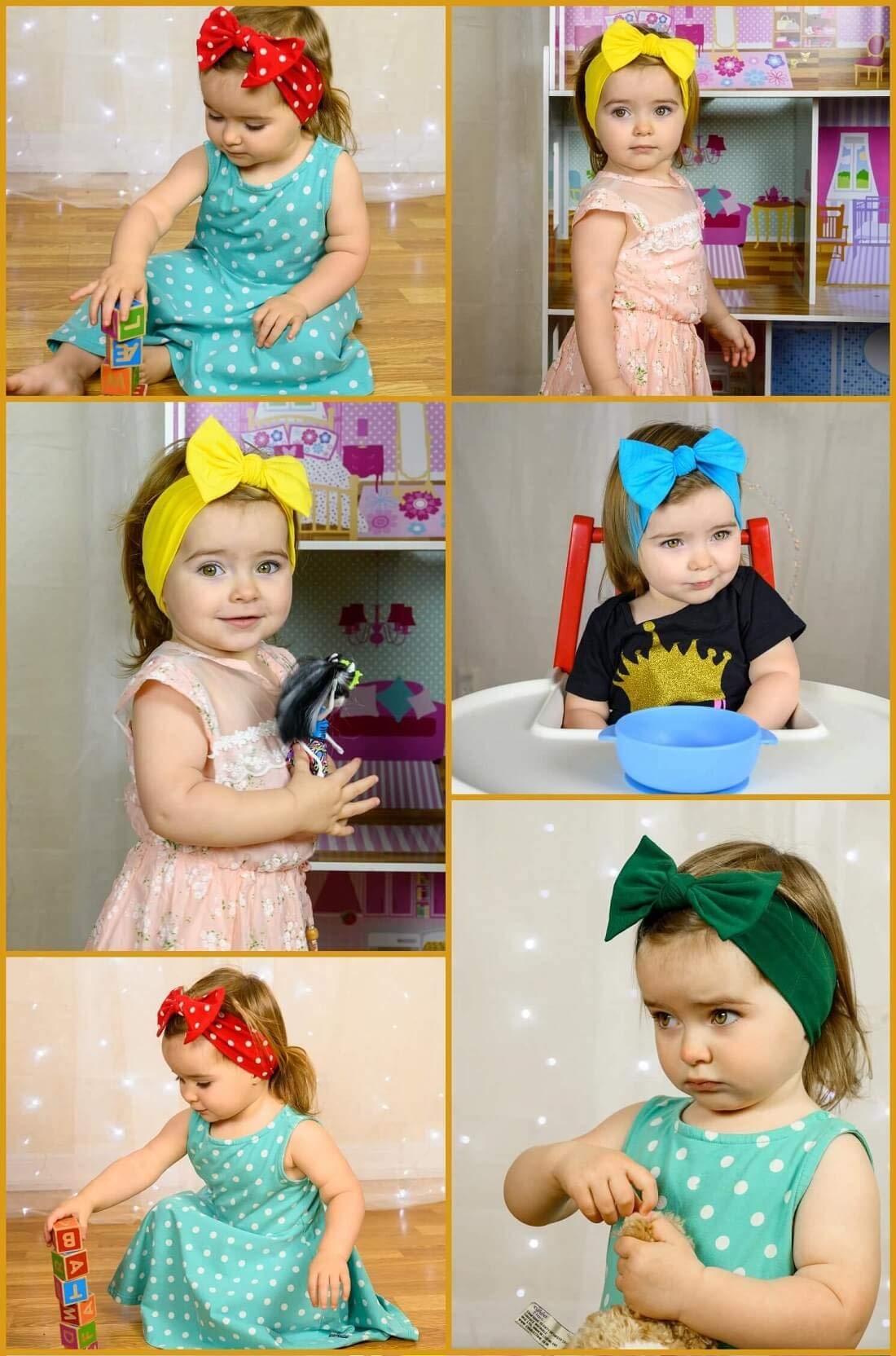 Babygiz Baby Girl Headbands-Infant,Toddler Cotton Handmade Hairbands With Bows Child Hair Accessories (Dark Gray)