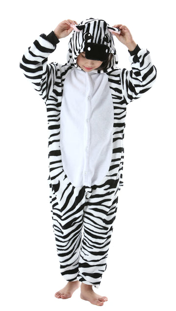 Atoz Onesie For Kids, Animal Pajamas Halloween Cosplay Costume For Girls Boys, Zebra 12-13Y