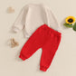 Nokpsedcb Baby Boy Girl Cute Letter Embroidery Long Sleeve Sweatshirt And Elastic Long Pants Toddler Valentine Outfits (Apricot