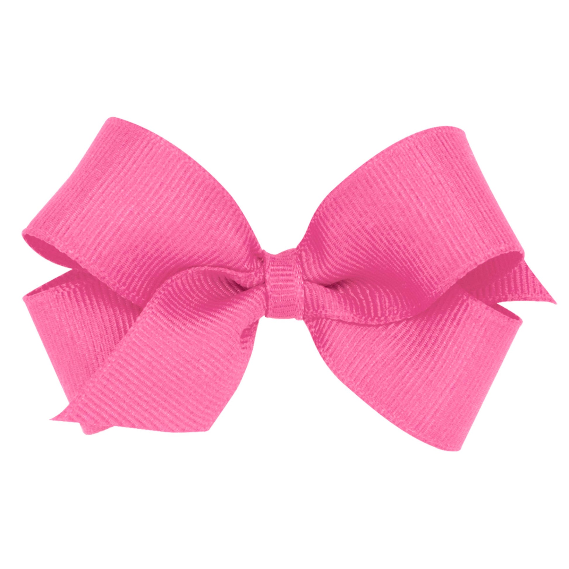 Wee Ones Girls' Classic Grosgrain Hair Bow With Plain Wrap Center On A Weestay Hair Clip, Handmade, Mini Sized Bow, Hot Pink
