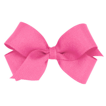Wee Ones Girls' Classic Grosgrain Hair Bow With Plain Wrap Center On A Weestay Hair Clip, Handmade, Mini Sized Bow, Hot Pink