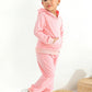 Happy Town Toddler Fall Outfits For Girl Boy Long Sleeve Hoodie Top And Long Sweatpants Set Toddler Sweatsuit (Solid Color-Pink,