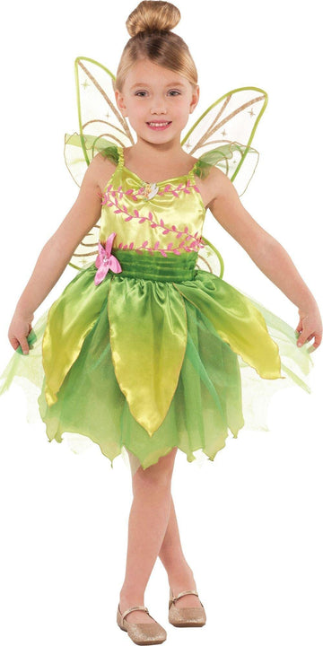 Party City Classic Tinker Bell Costume For Toddler Girl - Includes Petal Dress With Pink Vines & Glittery Wings - Disney Peter P
